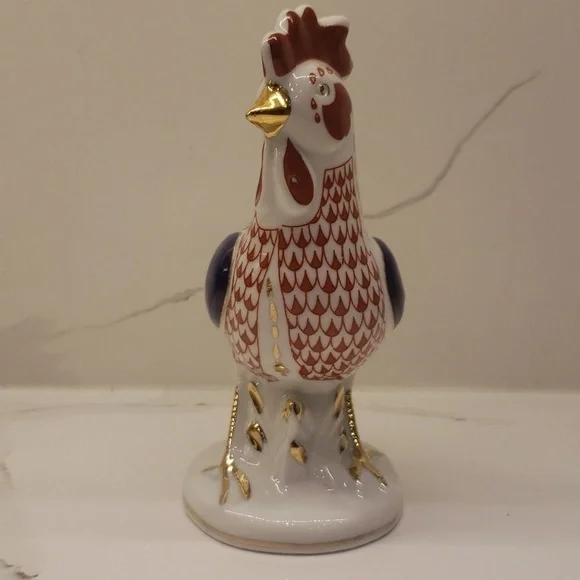 Vintage Set of 2 Unbranded Rooster and Parrot Ceramic Multi Color Gold - Picture 9 of 16